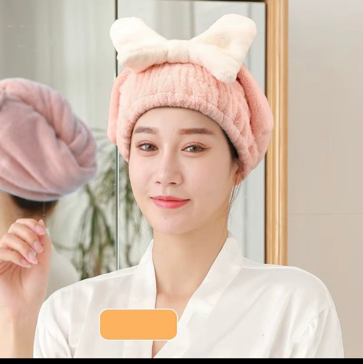 Ultra-Absorbent Quick-Dry Hair Cap with Plush Bow
