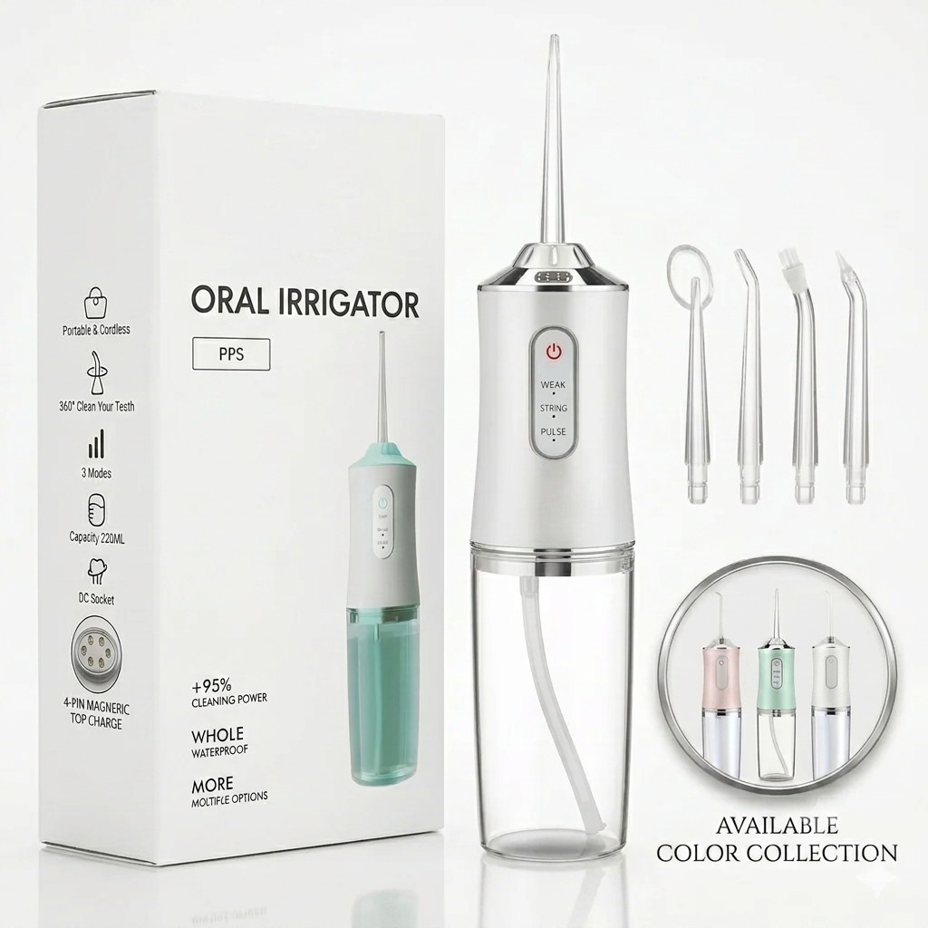 Professional Oral Irrigator for Teeth & Gums with 4 Jet Tips, 3 Modes & 360° Rotation , Water Dental Flosser