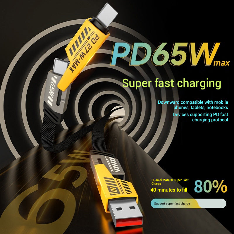 PD 65W Fast Charging Cable 4-in-1 Multi Phone Charger Cable